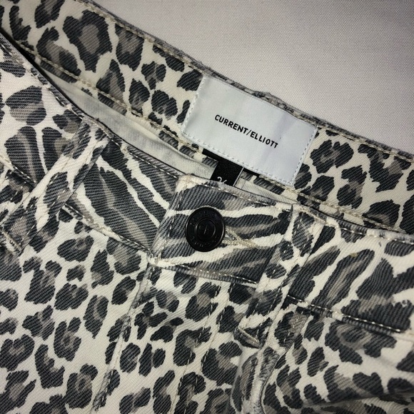 Current/Elliott Cheetah Denim Raw-hem Mini Skirt - Picture 4 of 5